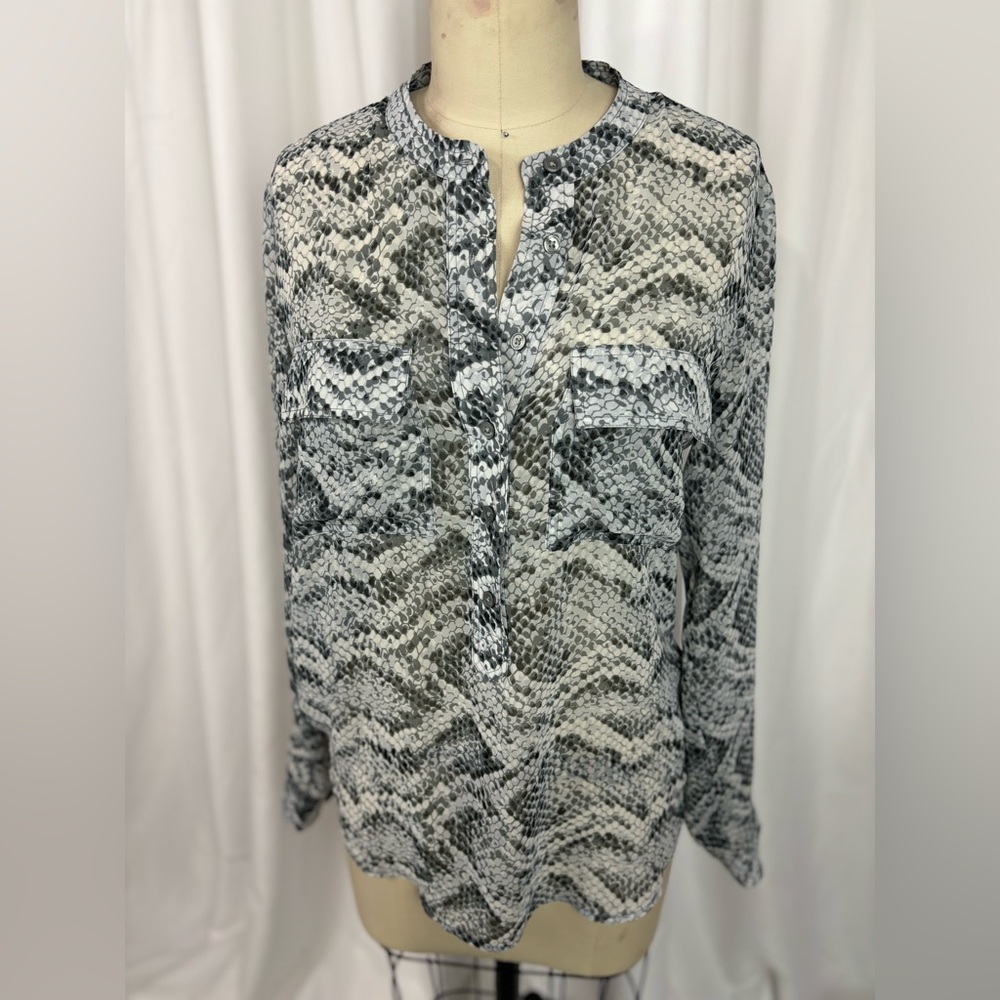 Banana Republic Sheer Mesh Snakeprint Blouse Top NWT XS